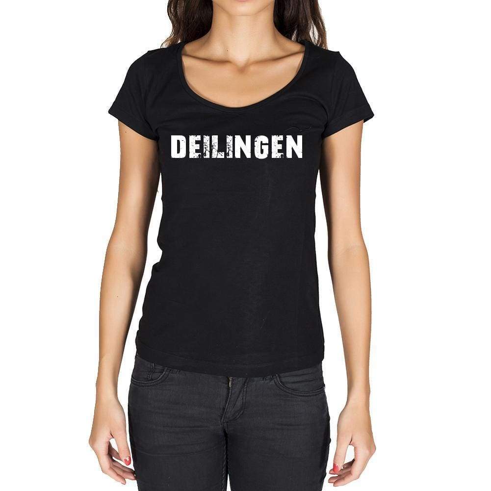 Deilingen German Cities Black Womens Short Sleeve Round Neck T-Shirt 00002 - Casual