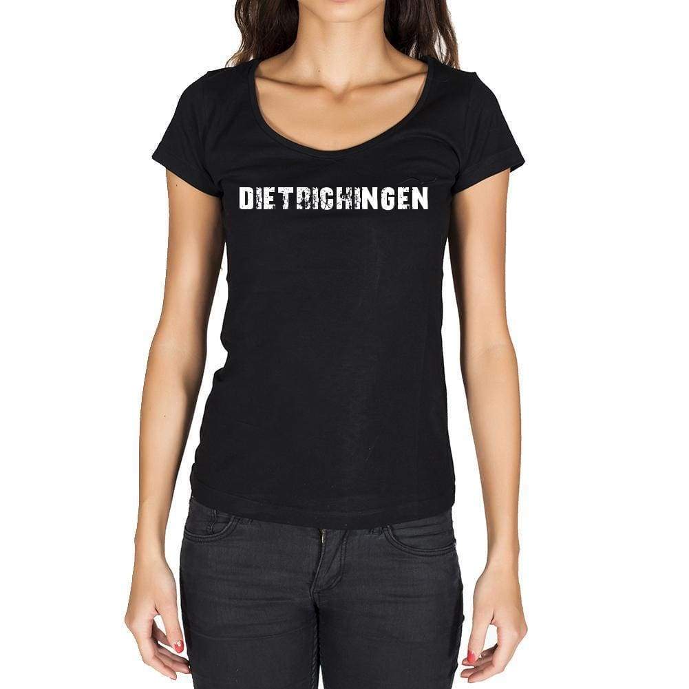 Dietrichingen German Cities Black Womens Short Sleeve Round Neck T-Shirt 00002 - Casual