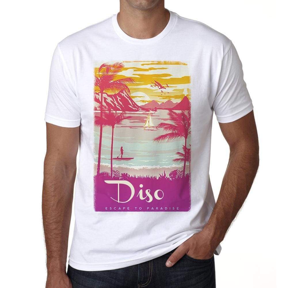 Diso Escape To Paradise White Mens Short Sleeve Round Neck T-Shirt 00281 - White / S - Casual