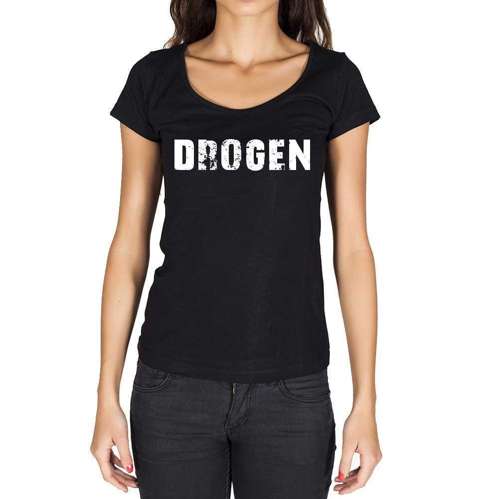 Drogen German Cities Black Womens Short Sleeve Round Neck T-Shirt 00002 - Casual