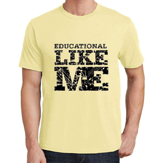 Educational Like Me Yellow Mens Short Sleeve Round Neck T-Shirt 00294 - Yellow / S - Casual