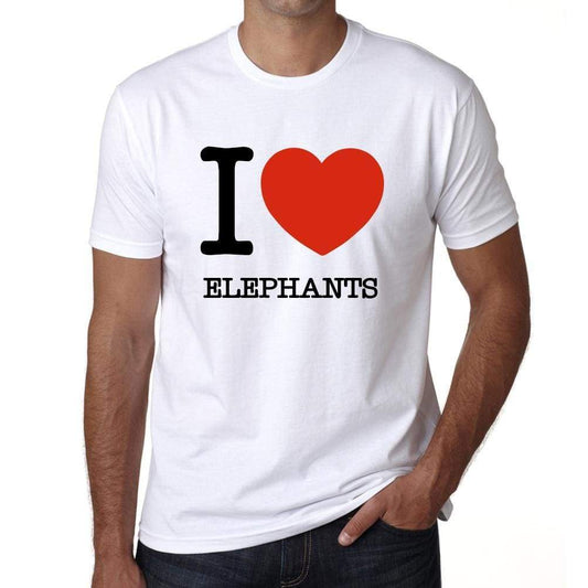 Elephants Mens Short Sleeve Round Neck T-Shirt - White / S - Casual