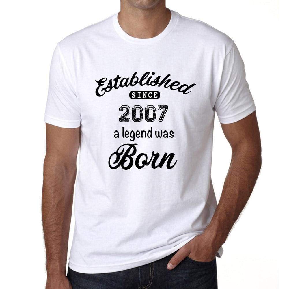 Established Since 2007 Mens Short Sleeve Round Neck T-Shirt 00095 - White / S - Casual