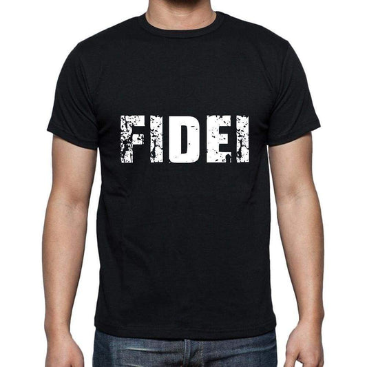 Fidei Mens Short Sleeve Round Neck T-Shirt 5 Letters Black Word 00006 - Casual