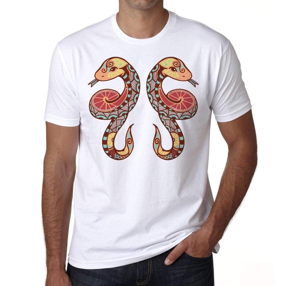 Gemini Zodiac Sign Mens White Tee 100% Cotton 00213