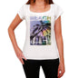 Gusong Reef Beach Name Palm White Womens Short Sleeve Round Neck T-Shirt 00287 - White / Xs - Casual