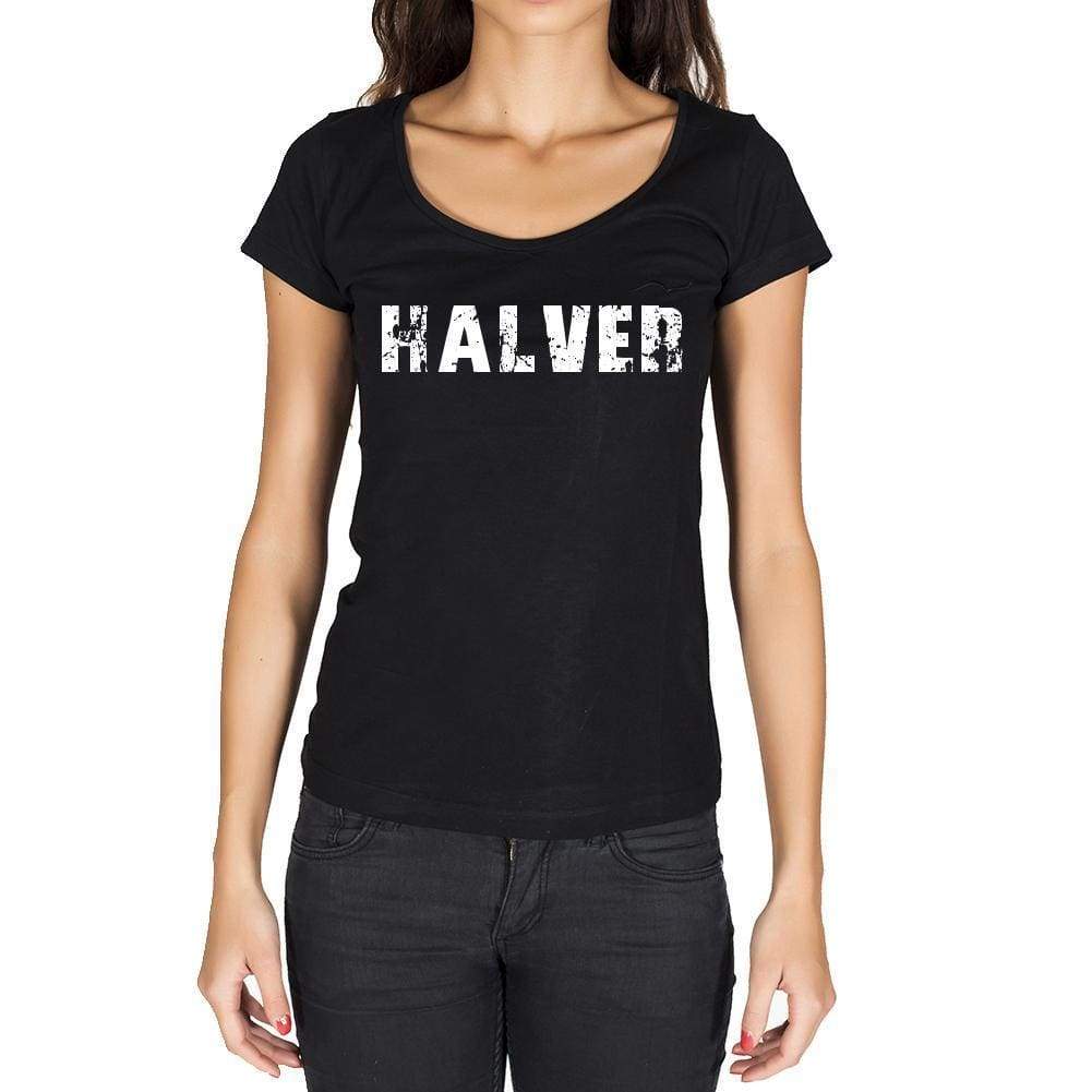 Halver German Cities Black Womens Short Sleeve Round Neck T-Shirt 00002 - Casual