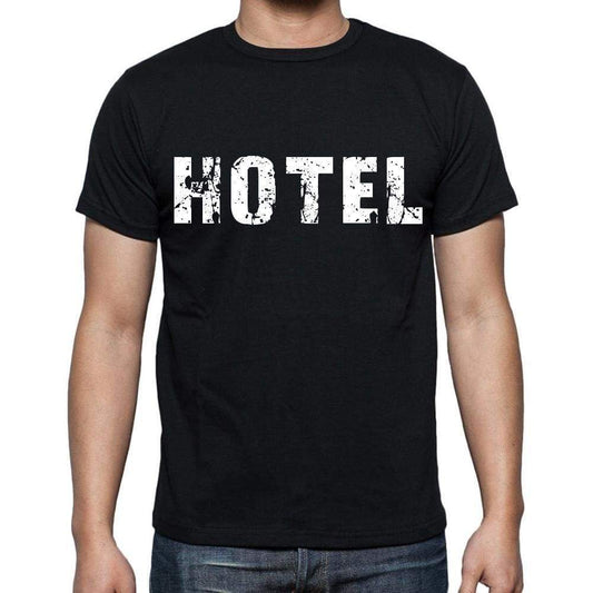Hotel Mens Short Sleeve Round Neck T-Shirt Black T-Shirt En