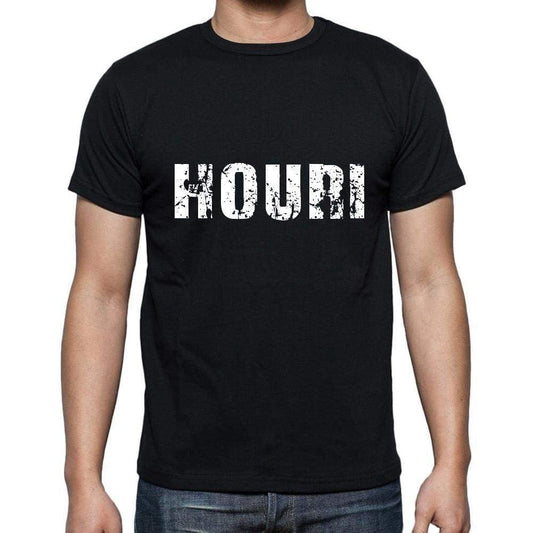 Houri Mens Short Sleeve Round Neck T-Shirt 5 Letters Black Word 00006 - Casual