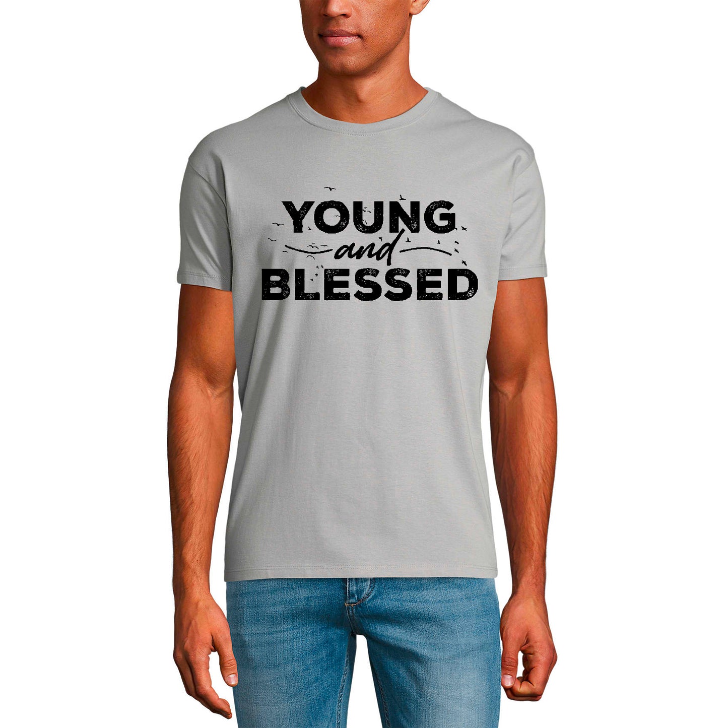 ULTRABASIC Men's T-Shirt Young and Blessed - Bible Religious Shirt