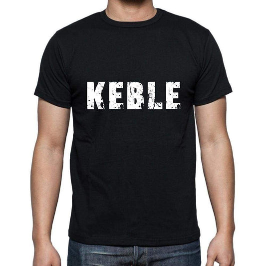 Keble Mens Short Sleeve Round Neck T-Shirt 5 Letters Black Word 00006 - Casual