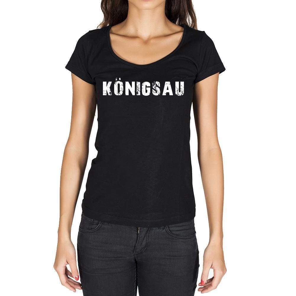 Königsau German Cities Black Womens Short Sleeve Round Neck T-Shirt 00002 - Casual