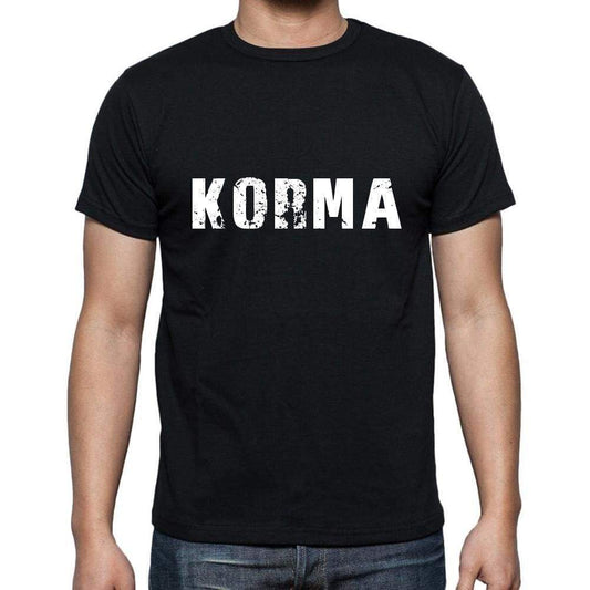 Korma Mens Short Sleeve Round Neck T-Shirt 5 Letters Black Word 00006 - Casual