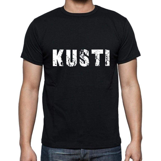 Kusti Mens Short Sleeve Round Neck T-Shirt 5 Letters Black Word 00006 - Casual