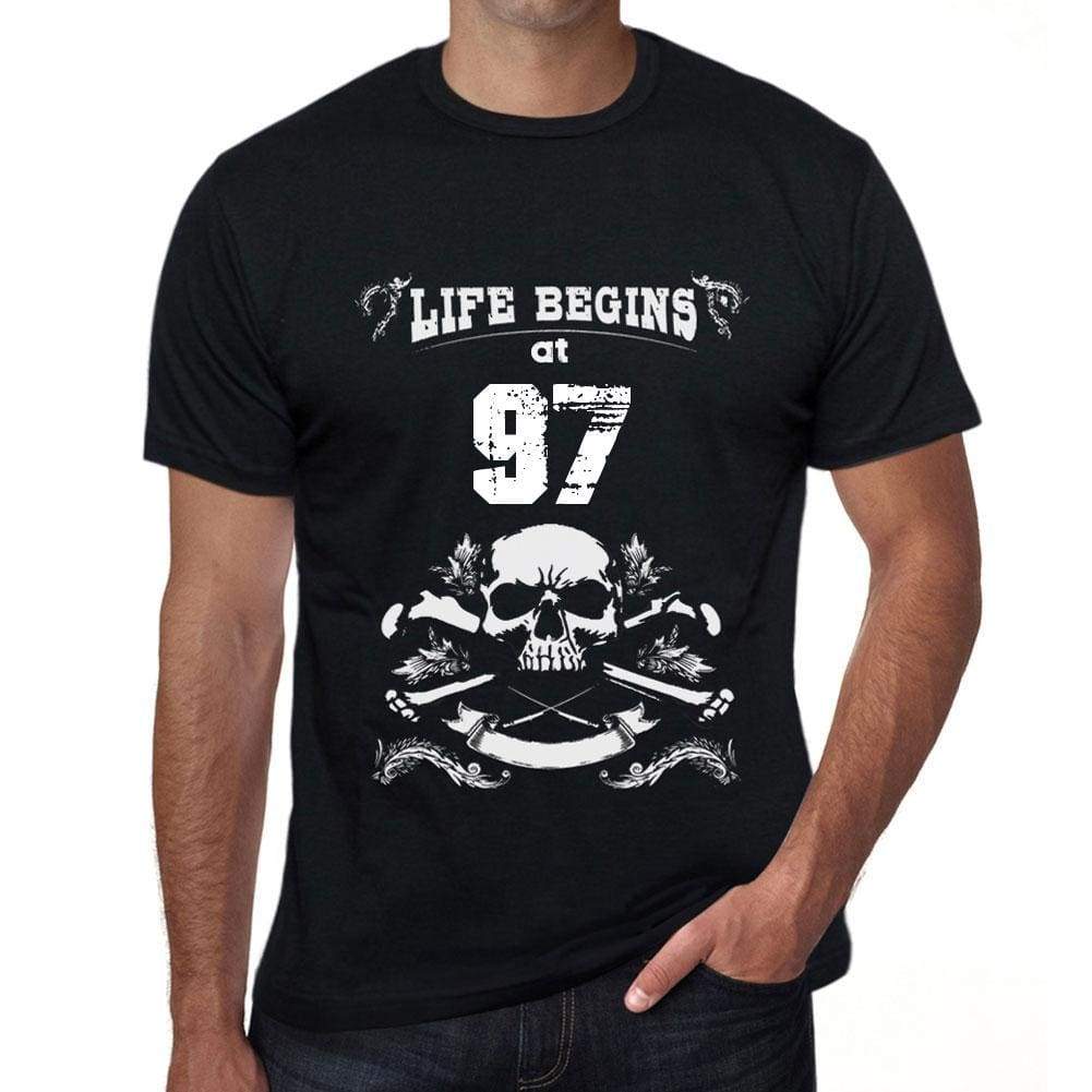 Life Begins At 97 Mens Black T-Shirt Birthday Gift 00449 - Black / Xs - Casual