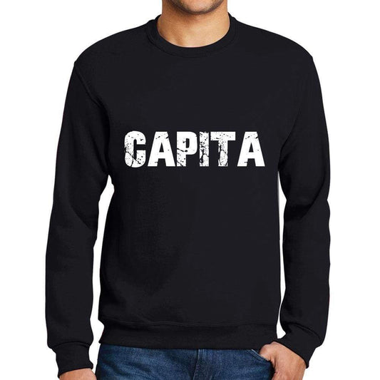 Mens Printed Graphic Sweatshirt Popular Words Capita Deep Black - Deep Black / Small / Cotton - Sweatshirts