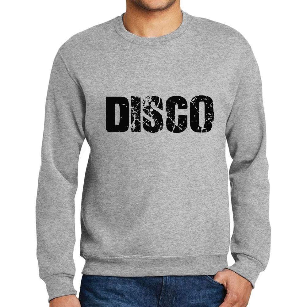 Mens Printed Graphic Sweatshirt Popular Words Disco Grey Marl - Grey Marl / Small / Cotton - Sweatshirts