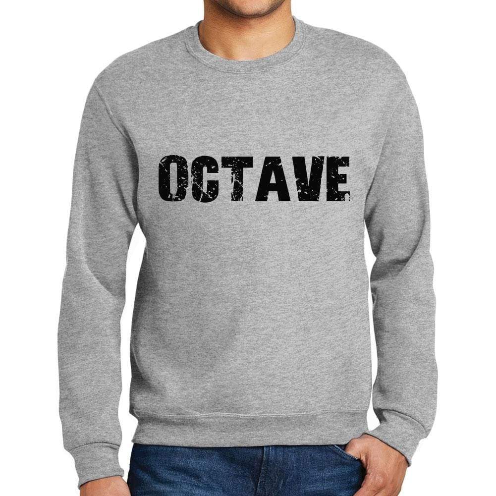 Mens Printed Graphic Sweatshirt Popular Words Octave Grey Marl - Grey Marl / Small / Cotton - Sweatshirts