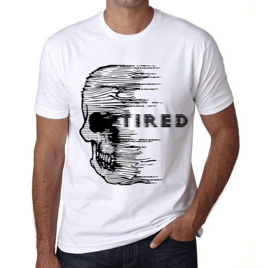 Mens Vintage Tee Shirt Graphic T Shirt Anxiety Skull Tired White - White / Xs / Cotton - T-Shirt
