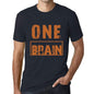 Mens Vintage Tee Shirt Graphic T Shirt One Brain Navy - Navy / Xs / Cotton - T-Shirt