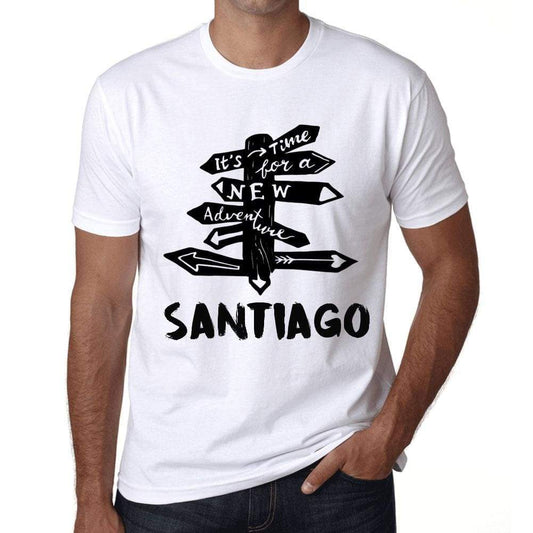 Mens Vintage Tee Shirt Graphic T Shirt Time For New Advantures Santiago White - White / Xs / Cotton - T-Shirt