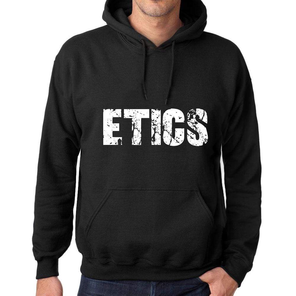 Mens Womens Unisex Printed Graphic Cotton Hoodie Soft Heavyweight Hooded Sweatshirt Pullover Popular Words Etics Deep Black - Black / Xs /