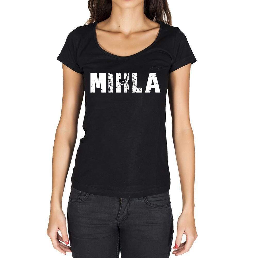 Mihla German Cities Black Womens Short Sleeve Round Neck T-Shirt 00002 - Casual