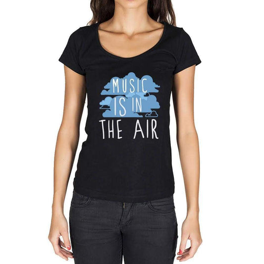 Music In The Air Black Womens Short Sleeve Round Neck T-Shirt Gift T-Shirt 00303 - Black / Xs - Casual