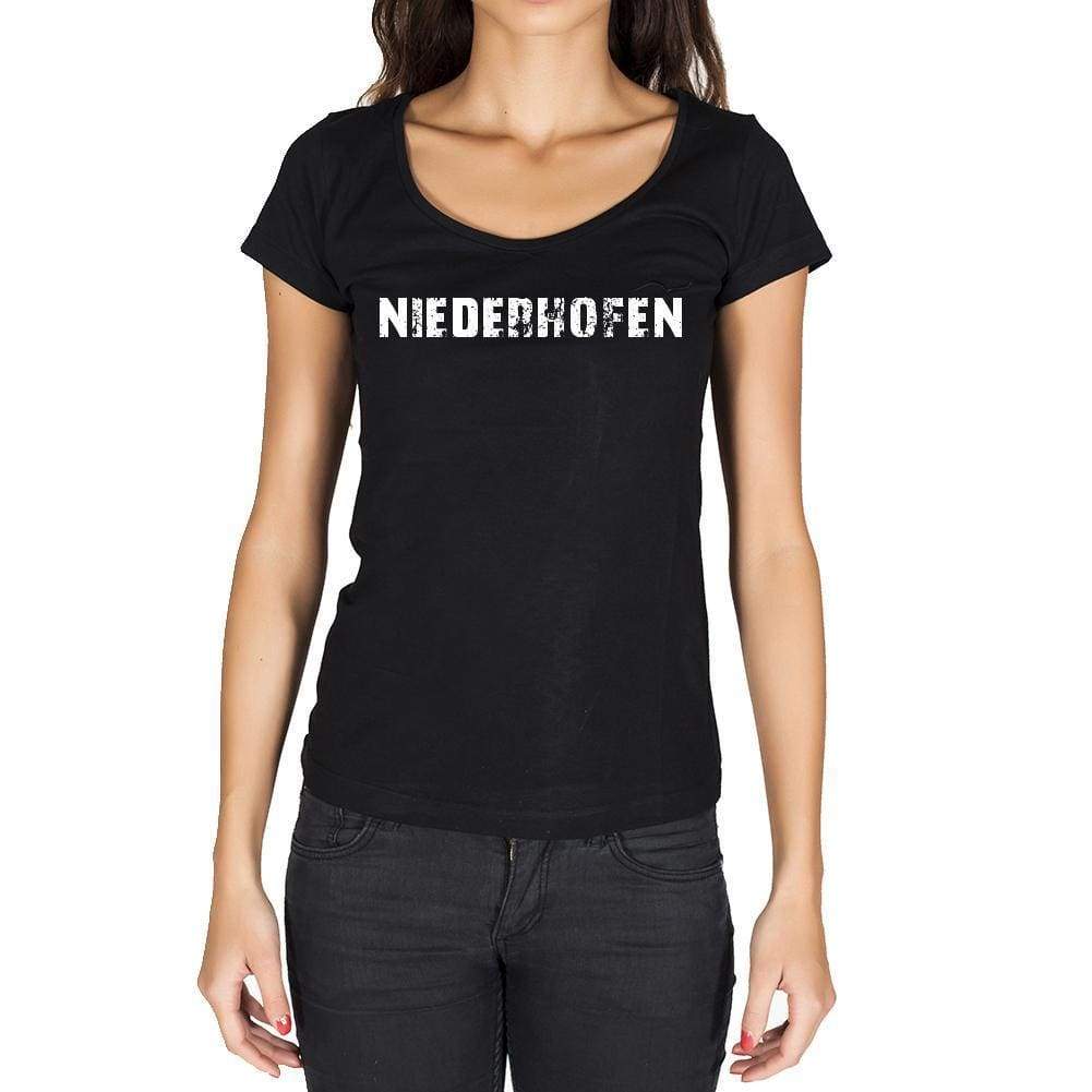 Niederhofen German Cities Black Womens Short Sleeve Round Neck T-Shirt 00002 - Casual