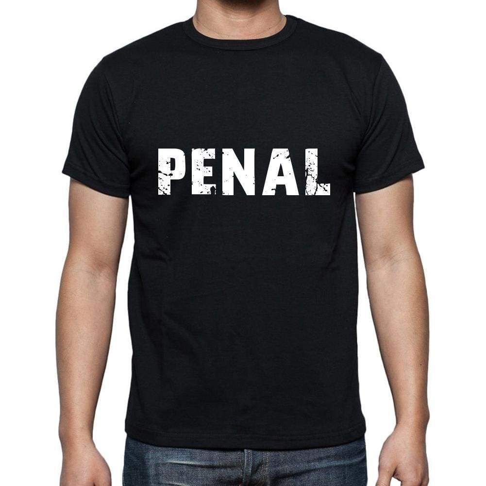 Penal Mens Short Sleeve Round Neck T-Shirt 5 Letters Black Word 00006 - Casual