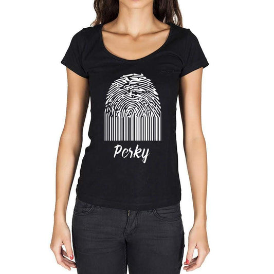 Perky Fingerprint Black Womens Short Sleeve Round Neck T-Shirt Gift T-Shirt 00305 - Black / Xs - Casual