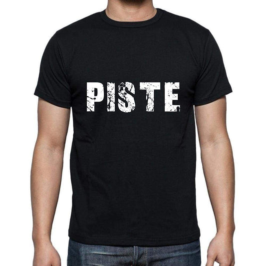 Piste Mens Short Sleeve Round Neck T-Shirt 5 Letters Black Word 00006 - Casual