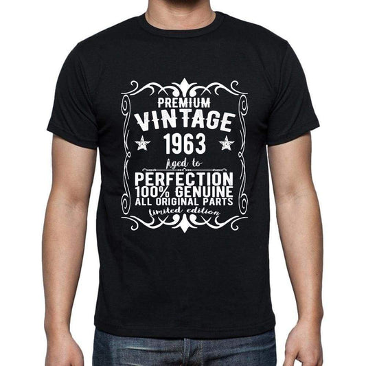 Premium Vintage Year 1963 Black Mens Short Sleeve Round Neck T-Shirt Gift T-Shirt 00347 - Black / S - Casual