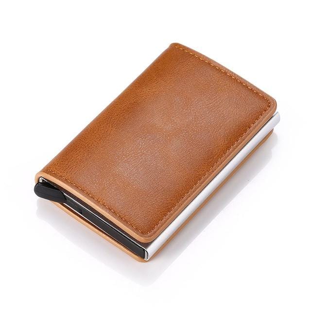 Business ID Credit Card Holder Men and Women Metal RFID Vintage Aluminium Box PU Leather Card Wallet Note Carb-Card Holder-Ultrabasic