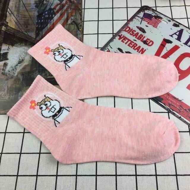 Harajuku Cute Patterend Ankle Socks Hipster Skatebord Ankle Funny Socks Female Fashion Cartoon Character Cute Short Socks Women