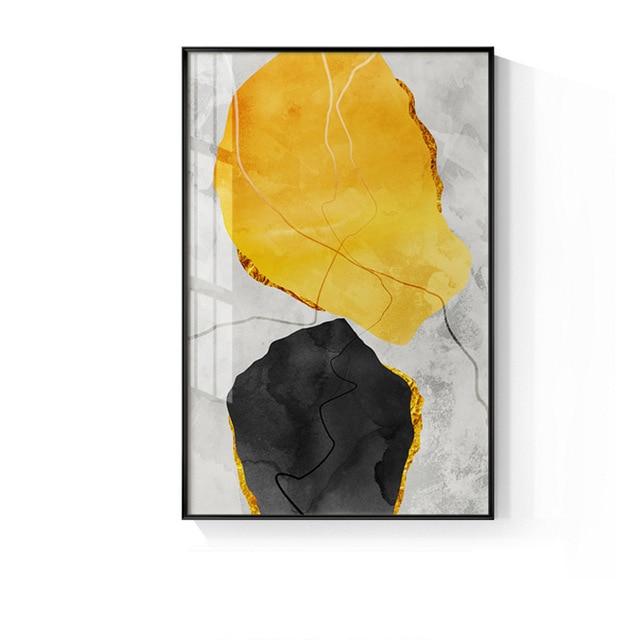 Abstract Yellow And Black Blocks Canvas Painting Fashion Poster Print Strange Thing Wall Art For Living Room Cuadros Home Decor