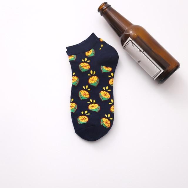 Summer Trendy Happy Socks Men Cotton Boat Man Socks Interest Funny Originality Harajuku ankle Sock Food Fruit