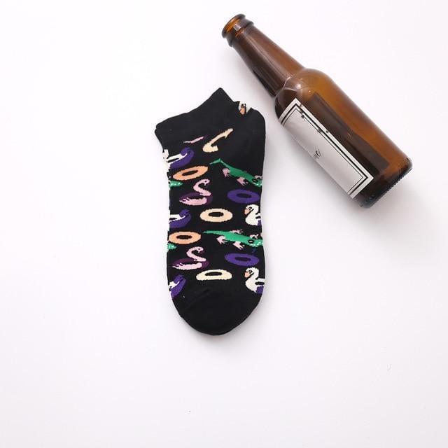 Summer Trendy Happy Socks Men Cotton Boat Man Socks Interest Funny Originality Harajuku ankle Sock Food Fruit