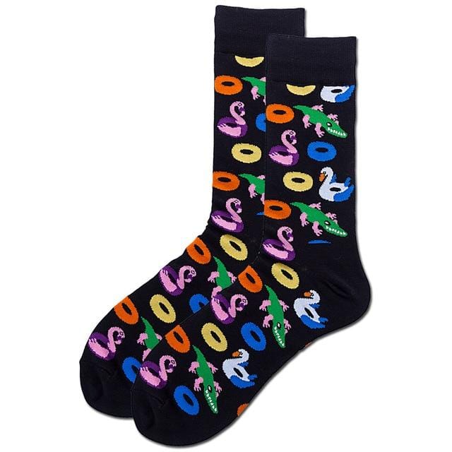 Fashion Unisex Hip Hop Mens Happy Socks Autumn with Fruits and Cartoon Picture Cool Socks Combed Cotton for Lovers Meias 404