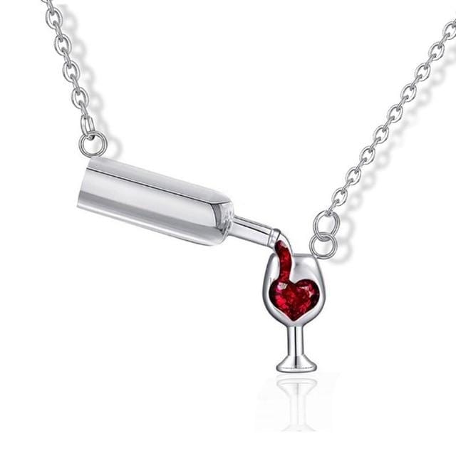 Love Wine Women Pendant Necklace Woman Necklace and Pendant Cubic Zirconia Unique Design Jewelry