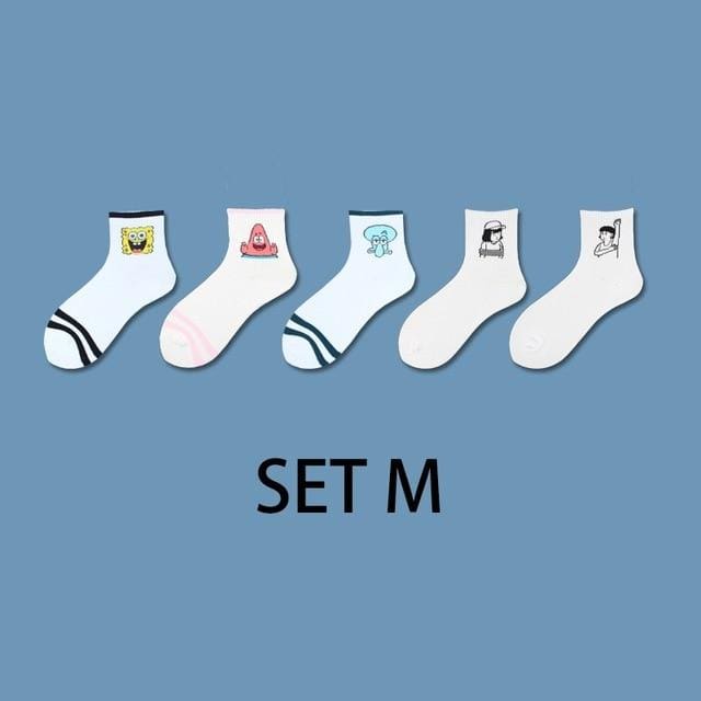 Ins Style Funny Animal Patterned Women Short Set Socks 5 Pairs Cartoon Ulzzang Cotton Ankle Breathable Female Harajuku Cool Sox