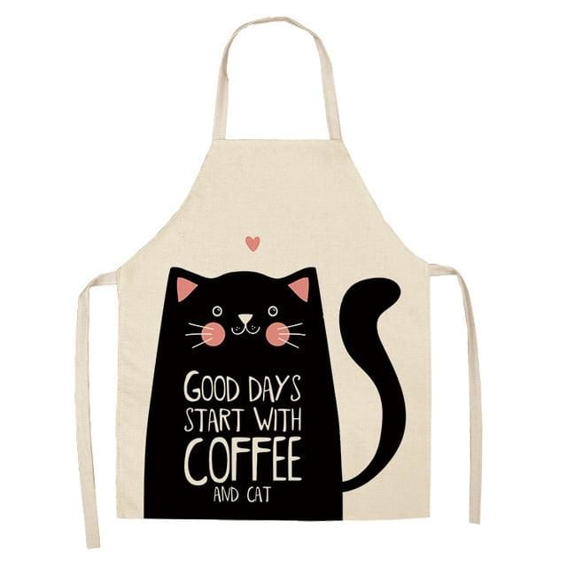 1Pcs Kitchen Apron Funny Dog Bulldog Cat Printed Sleeveless Cotton Linen Aprons for Men Women Home Cleaning Tools 53*65cm WQ0029