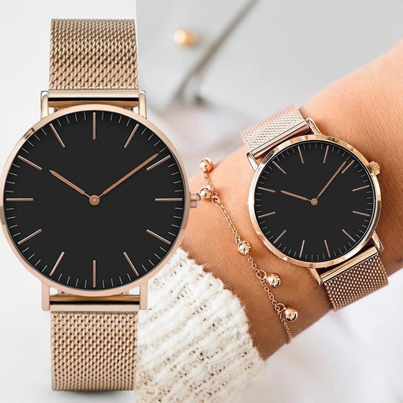 Luxury Brand Women Watches Fashion Stainless Steel Strap Quartz Wrist Watch Ultra-thin Ladies Dress Watch Men Watches Clock Gift