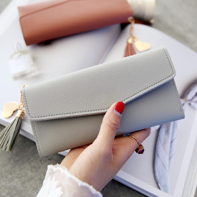 Long Women's Wallet Female Purses Tassel Coin Purse Card Holder Wallets Female Pu Leather Clutch Money Bag Pu Leather Wallet