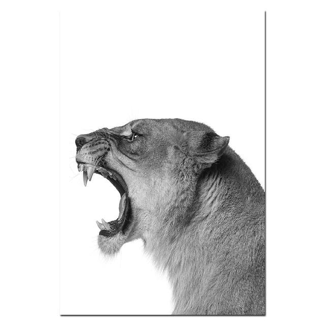 Lion and Lioness Canvas Poster Black White Woodlands Animal Wall Art Print Painting Nursery Wall Art Picture for Living Room