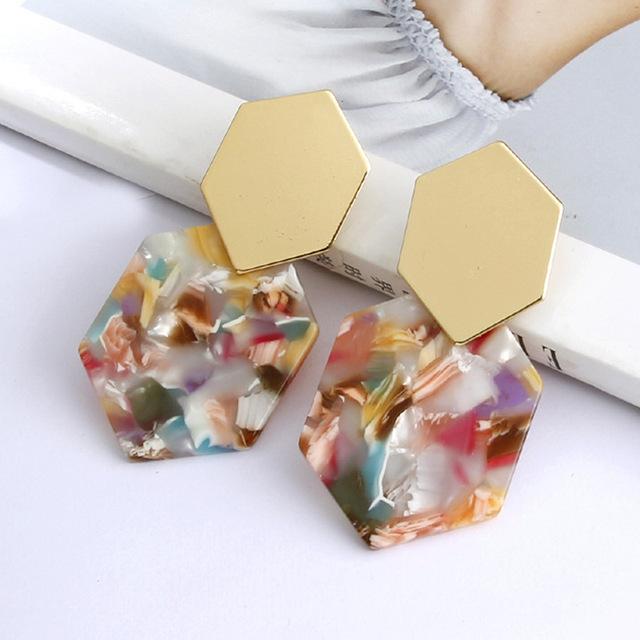 Personality 2019 Trapezoid Large Long Acrylic Acetate Drop Earrings For Women Rectangle Tortoiseshell Earring Za Jewelry