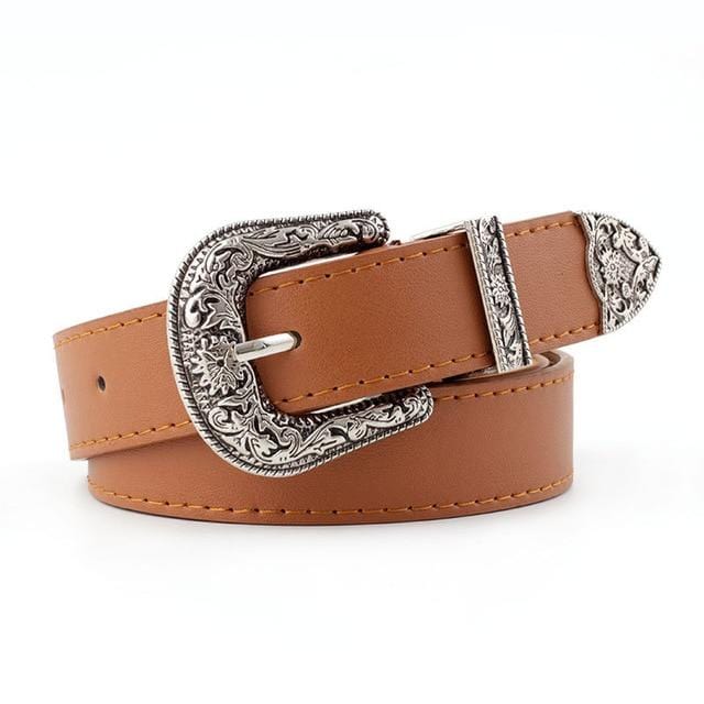 Hup Women Black Leather Western Cowgirl Waist Belt Metal Buckle Waistband New Hot Belts For Women Luxury Designer Brand