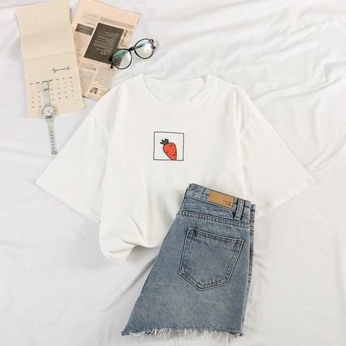 Korean cartoon Embroidery Loose basic t shirt autumn long Sleeve Simple T-shirts for Women harajuku Kawaii funny student tshirt