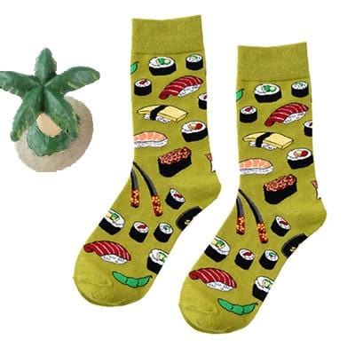 Women Happy Funny Socks With Print Art Cute Warm Winter Socks With Avocado Sushi Food Cotton Fashion Harajuku Unisex Sock 1 Pair