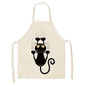 1Pcs Kitchen Apron Cute Cartoon Cat Printed Sleeveless Cotton Linen Aprons for Men Women Home Cleaning Tools 53*65cm WQ0029